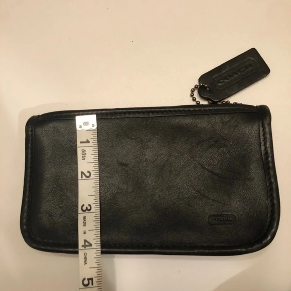 Coach vintage black leather cosmetic bag